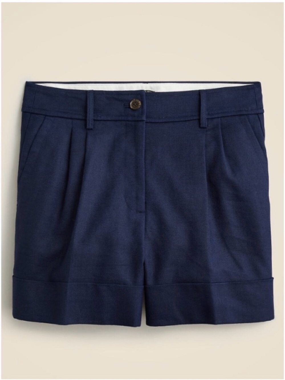 J. Crew Remi High Waist Shorts Stretch Lined Linen Blend In Navy. Size 4. EUC - Picture 4 of 12